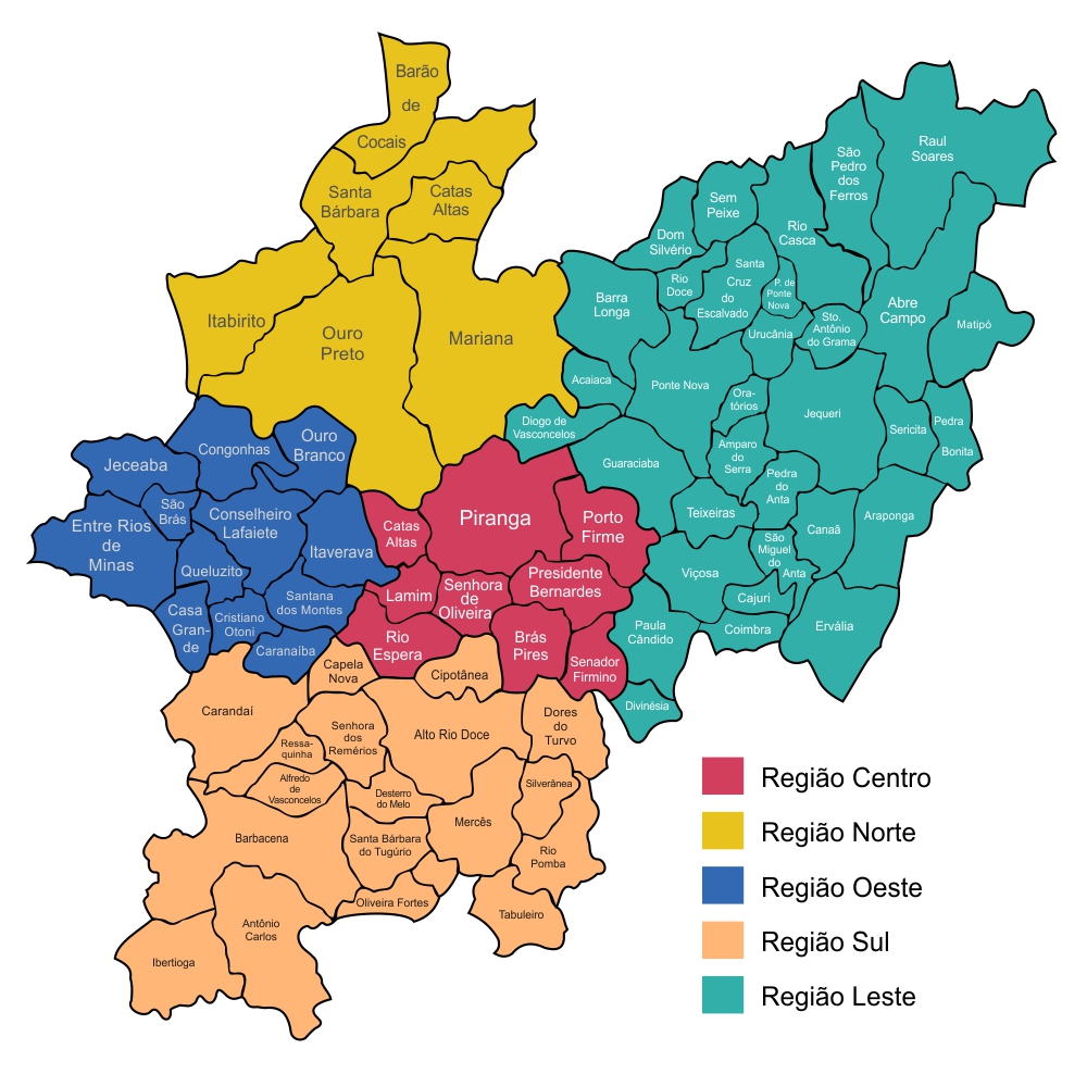 Mapa da Arquidiocese de Mariana